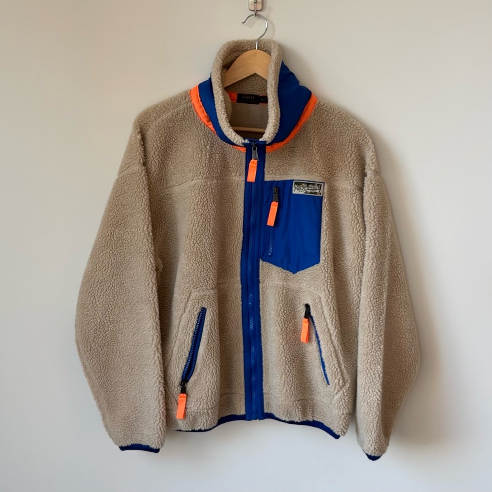 Polo Ralph Lauren Faux-Shearling Zip Jacket Men’s M Hi-Pile Sherpa Fleece